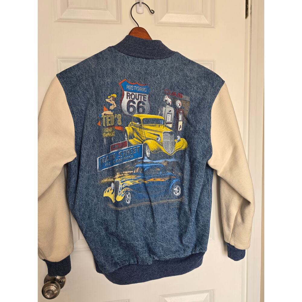 Vintage 90s FRUIT OF THE LOOM Denim Varsity Bomber Button up Jacket Men’s